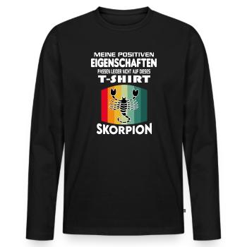 Geburtstag Sternzeichen Retro Skorpion - Männer Premium Bio Langarmshirt - Schwarz - Vorne - Nico (187cm)