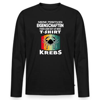 Geburtstag Sternzeichen Retro Krebs - Männer Premium Bio Langarmshirt - Schwarz - Vorne - Nico (187cm)