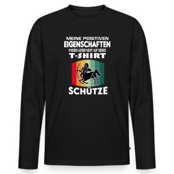 Geburtstag Sternzeichen Retro Schütze - Männer Premium Bio Langarmshirt - Schwarz - Vorne - Nico (187cm)