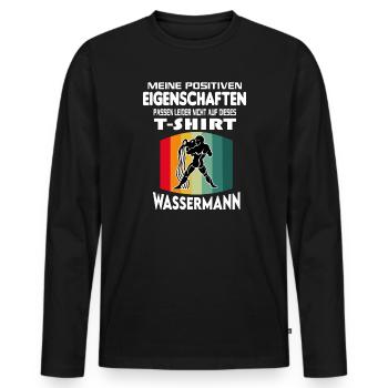 Geburtstag Sternzeichen Retro Wassermann - Männer Premium Bio Langarmshirt - Schwarz - Vorne - Nico (187cm)