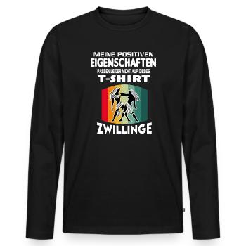 Geburtstag Sternzeichen Retro Zwillinge - Männer Premium Bio Langarmshirt - Schwarz - Vorne - Nico (187cm)