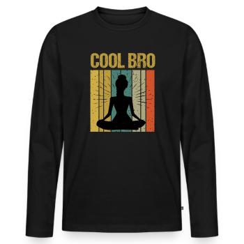 Sprüche Yoga Frau Cool Bro Bruder - Männer Premium Bio Langarmshirt - Schwarz - Vorne - Nico (187cm)