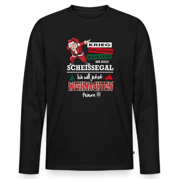 Weihnachten Christmas Lustig Feiern Scheissegal - Männer Premium Bio Langarmshirt - Schwarz - Vorne - Nico (187cm)