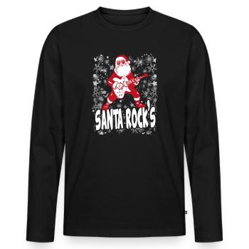 Weihnachten Christmas Santa Rocks Music Musik - Männer Premium Bio Langarmshirt - Schwarz - Vorne - Nico (187cm)