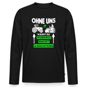 Bauer Hungrig Nackt Nüchtern Protest - Männer Premium Bio Langarmshirt - Schwarz - Vorne - Nico (187cm)