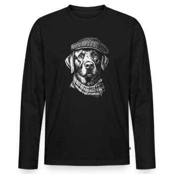 Labrador flat cap Labbi dogs dog retriever - Men's Premium Organic Long Sleeve Shirt - black - Front - Nico (187cm)