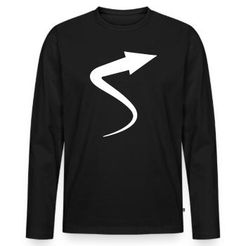 Pfeil - Männer Premium Bio Langarmshirt - Schwarz - Vorne - Nico (187cm)