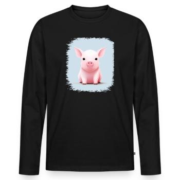 Bacon basse-cour cadeau amoureux des animaux citation drôle - T-shirt manches longues Premium bio Homme - noir - Devant - Nico (187cm)