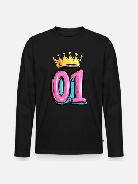 1 Couronne de chiffres - T-shirt manches longues Premium bio Homme - noir