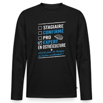 expert ostréiculteur ostréiculture - T-shirt manches longues Premium bio Homme - noir - Devant - Nico (187cm)
