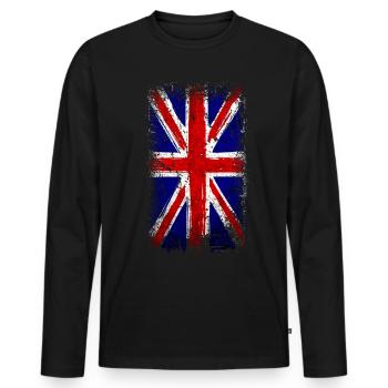 Union Jack Great Britain - Men's Premium Organic Long Sleeve Shirt - black - Front - Nico (187cm)