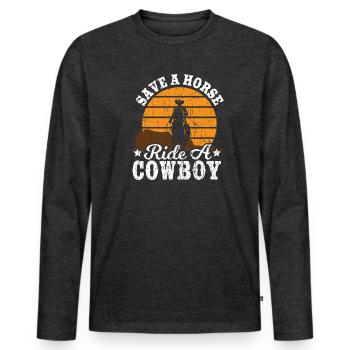 Save A Horse Ride Cowboy - Texas - Men's Premium Organic Long Sleeve Shirt - heather anthracite - Front - Nico (187cm)