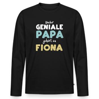 Dieser Geniale Papa Gehört Zu Fiona - Männer Premium Bio Langarmshirt - Schwarz - Vorne - Nico (187cm)