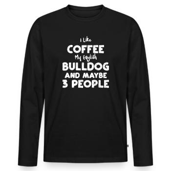 J’aime le café mon Deutsch Bulldog... - T-shirt manches longues Premium bio Homme - noir - Devant - Nico (187cm)