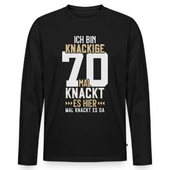 70. GEBURTSTAG 1956 KNACKIGE 70 - Männer Premium Bio Langarmshirt - Schwarz - Vorne - Nico (187cm)