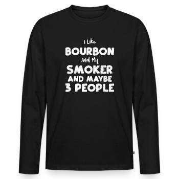 J’aime le bourbon et mon fumeur et... - T-shirt manches longues Premium bio Homme - noir - Devant - Nico (187cm)
