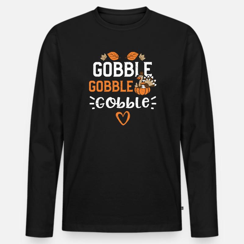 Gobble Gobble Gobble - Männer Premium Bio Langarmshirt - Schwarz