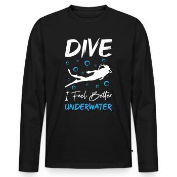 Dive I Feel Better Underwater - Männer Premium Bio Langarmshirt - Schwarz - Vorne - Nico (187cm)