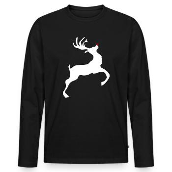 Rudolf Rennier à nez rouge - T-shirt manches longues Premium bio Homme - noir - Devant - Nico (187cm)
