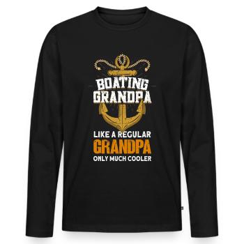 Boat Captain Boater Boat Captain Boat Shirt - Men's Premium Organic Long Sleeve Shirt - black - Front - Nico (187cm)