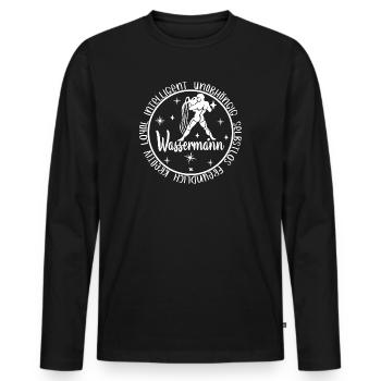 Sternzeichen Tierkreiszeichen Wassermann - Männer Premium Bio Langarmshirt - Schwarz - Vorne - Nico (187cm)