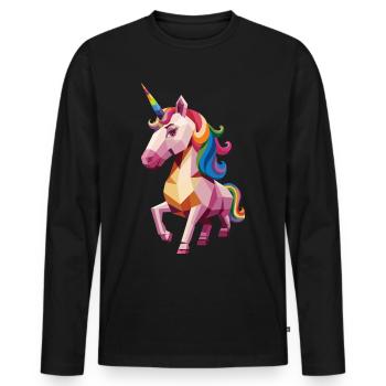 Colorful Geometric Unicorn Design - Men's Premium Organic Long Sleeve Shirt - black - Front - Nico (187cm)