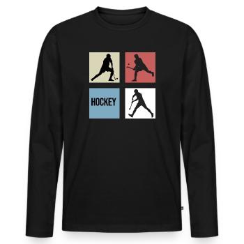 field hockey retro vintage 7m hockey player - Men's Premium Organic Long Sleeve Shirt - black - Front - Nico (187cm)
