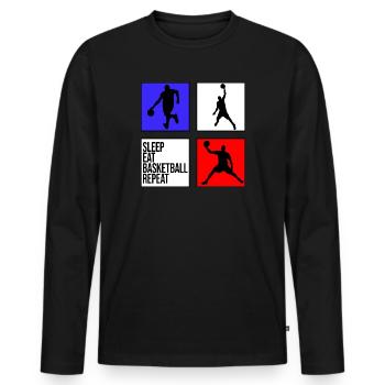 basket basket-ball sommeil manger basket répéter - T-shirt manches longues Premium bio Homme - noir - Devant - Nico (187cm)