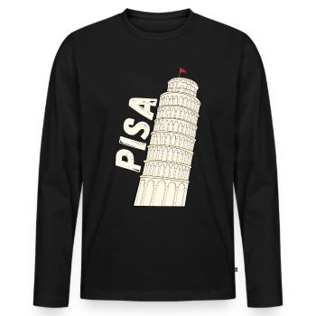 Pisa Florence The Leaning Tower of Pisa Souvenir - Men's Premium Organic Long Sleeve Shirt - black - Front - Nico (187cm)