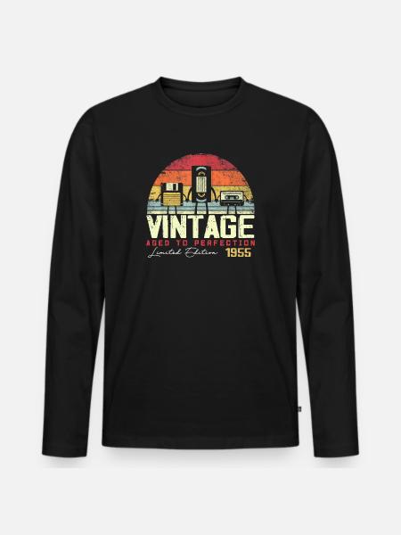 Cadeau Millésime 1955 - T-shirt manches longues Premium bio Homme - noir