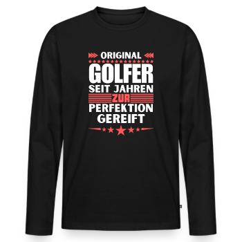Golfers Matured to Perfection - Men's Premium Organic Long Sleeve Shirt - black - Front - Nico (187cm)