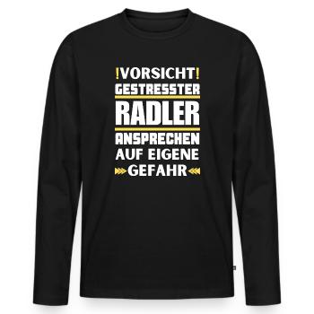 Ne parlez pas aux cyclistes stressés ! - T-shirt manches longues Premium bio Homme - noir - Devant - Nico (187cm)