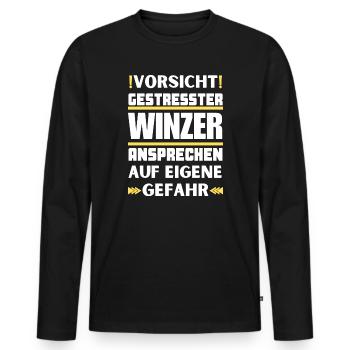 Don't talk to stressed winemakers! - Men's Premium Organic Long Sleeve Shirt - black - Front - Nico (187cm)