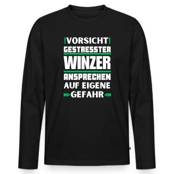 Don't talk to stressed winemakers! - Men's Premium Organic Long Sleeve Shirt - black - Front - Nico (187cm)