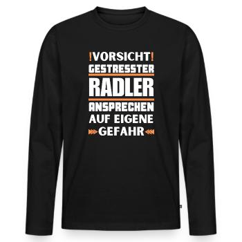 Ne parlez pas aux cyclistes stressés ! - T-shirt manches longues Premium bio Homme - noir - Devant - Nico (187cm)