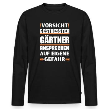 Ne parlez pas aux jardiniers stressés ! - T-shirt manches longues Premium bio Homme - noir - Devant - Nico (187cm)