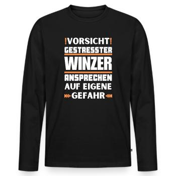 Don't talk to stressed winemakers! - Men's Premium Organic Long Sleeve Shirt - black - Front - Nico (187cm)