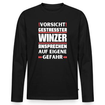 Ne parlez pas à des vignerons stressés ! - T-shirt manches longues Premium bio Homme - noir - Devant - Nico (187cm)
