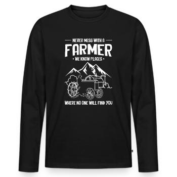 Farm Farmer Farming - Männer Premium Bio Langarmshirt - Schwarz - Vorne - Nico (187cm)