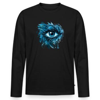 Blaues Schutz Auge Nazar Horus Amulett Evil Eye - Männer Premium Bio Langarmshirt - Schwarz - Vorne - Nico (187cm)