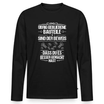 Mechaniker/Mechatroniker/Schrauber/Werkstatt/Teile - Männer Premium Bio Langarmshirt - Schwarz - Vorne - Nico (187cm)