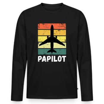 Pilot Dad Father Papilot - Men's Premium Organic Long Sleeve Shirt - black - Front - Nico (187cm)
