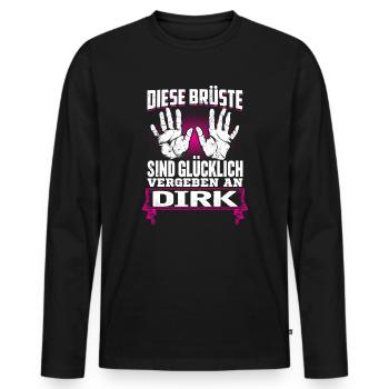 DIRK - Brüste Geschenk - Männer Premium Bio Langarmshirt - Schwarz - Vorne - Nico (187cm)