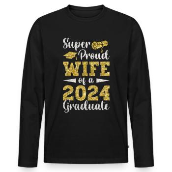 Fière épouse d’un étudiant diplômé de l’université 2024 - T-shirt manches longues Premium bio Homme - noir - Devant - Nico (187cm)