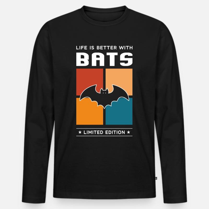 Bats - Männer Premium Bio Langarmshirt - Schwarz