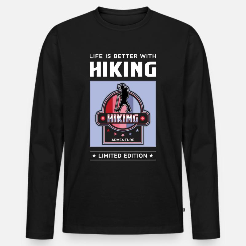 Hiking - Männer Premium Bio Langarmshirt - Schwarz