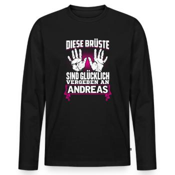 ANDREAS - Brüste Geschenk - Männer Premium Bio Langarmshirt - Schwarz - Vorne - Nico (187cm)