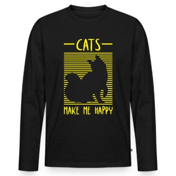Cat Cats Cat Lover Pet - Men's Premium Organic Long Sleeve Shirt - black - Front - Nico (187cm)