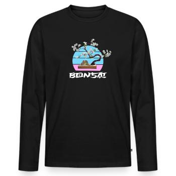 BONSAI tree Yamadori Nebari Japanese cherry blossom - Men's Premium Organic Long Sleeve Shirt - black - Front - Nico (187cm)