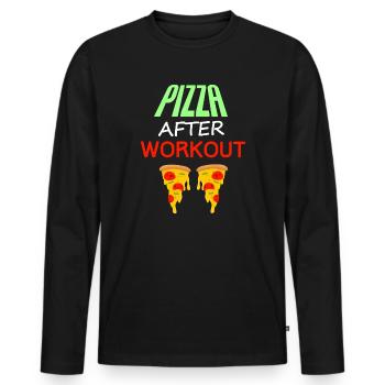 Pizza nach dem Training, Fitness + Essen Angebot - Männer Premium Bio Langarmshirt - Schwarz - Vorne - Nico (187cm)